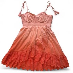 SHORE ruffled corset dress in peach size small